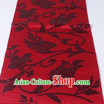 Japanese Kimono Classical Cirrus Pattern Design Red Brocade Belt Asian Japan Traditional National Yukata Waistband for Women