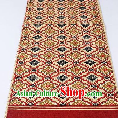 Japanese National Kimono Classical Chrysanthemum Pattern Design Purplish Red Brocade Belt Asian Japan Traditional Yukata Waistband for Women