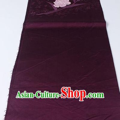 Japanese National Kimono Classical Camellia Pattern Design Purple Brocade Belt Asian Japan Traditional Yukata Waistband for Women