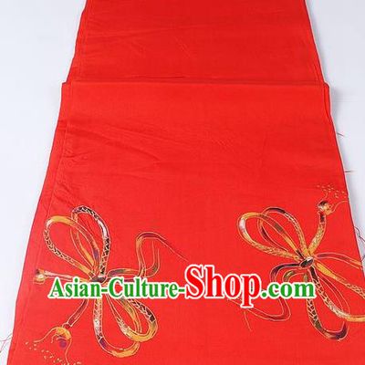 Japanese Ceremony Kimono Classical Knot Pattern Design Red Brocade Belt Asian Japan Traditional Yukata Waistband for Women