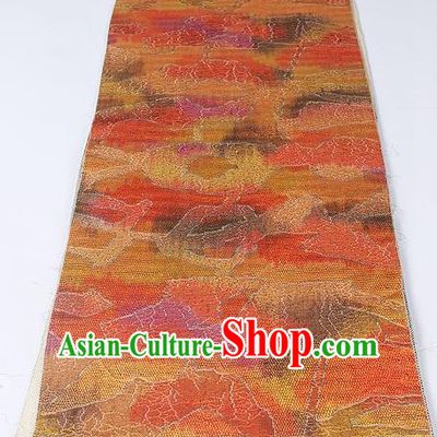 Japanese Ceremony Kimono Classical Pattern Design Yellow Brocade Belt Asian Japan Traditional Yukata Waistband for Women