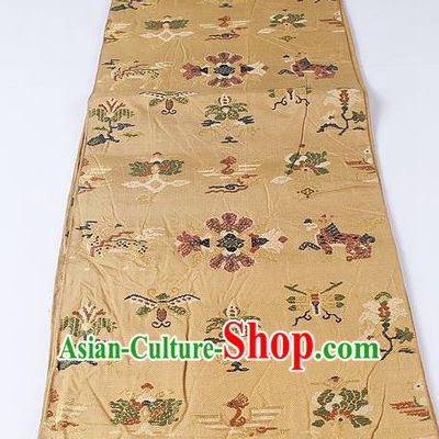 Japanese Ceremony Kimono Classical Butterfly Pattern Design Golden Brocade Belt Asian Japan Traditional Yukata Waistband for Women