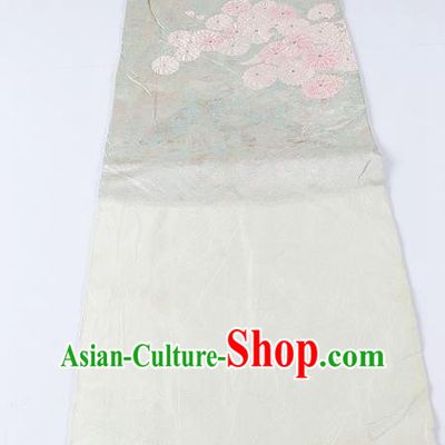 Japanese Ceremony Kimono Classical Chrysanthemum Pattern Design White Brocade Belt Asian Japan Traditional Yukata Waistband for Women