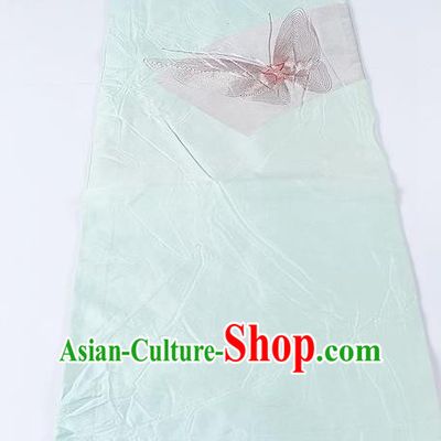 Japanese Ceremony Kimono Classical Butterfly Pattern Design Light Green Brocade Belt Asian Japan Traditional Yukata Waistband for Women
