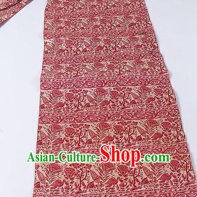 Japanese Ceremony Kimono Classical Red Flowers Pattern Design Brocade Belt Asian Japan Traditional Yukata Waistband for Women