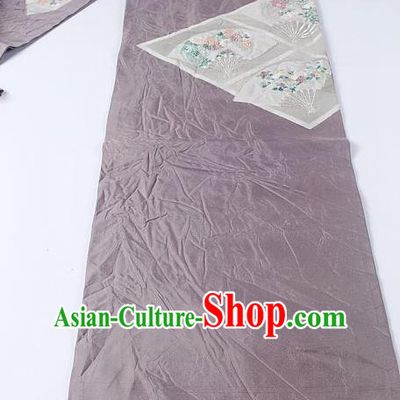 Japanese Ceremony Kimono Classical Fan Pattern Design Lilac Brocade Belt Asian Japan Traditional Yukata Waistband for Women