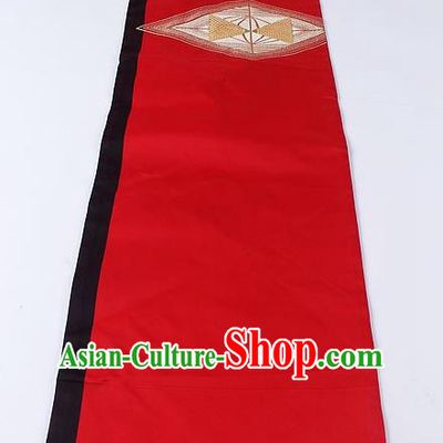 Japanese Ceremony Kimono Classical Pattern Design Red Brocade Belt Asian Japan Traditional Yukata Waistband for Women