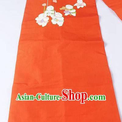 Japanese Ceremony Kimono Classical Boys Pattern Design Orange Brocade Belt Asian Japan Traditional Yukata Waistband for Women