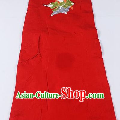 Japanese Ceremony Kimono Classical Character Pattern Design Red Brocade Belt Asian Japan Traditional Yukata Waistband for Women