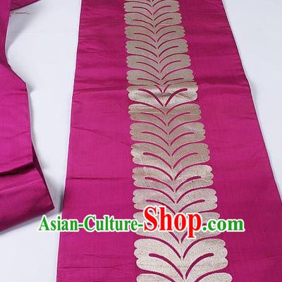 Japanese Ceremony Kimono Classical Grass Pattern Design Purple Brocade Belt Asian Japan Traditional Yukata Waistband for Women