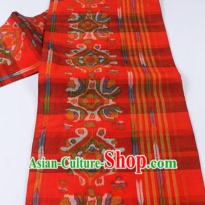 Japanese Ceremony Kimono Classical Pattern Design Red Brocade Belt Asian Japan Traditional Yukata Waistband for Women