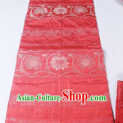 Japanese Ceremony Kimono Classical Lotus Pattern Design Rosy Brocade Belt Asian Japan Traditional Yukata Waistband for Women