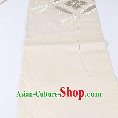 Japanese Ceremony Kimono Classical Sakura Pattern Design White Brocade Belt Asian Japan Traditional Yukata Waistband for Women