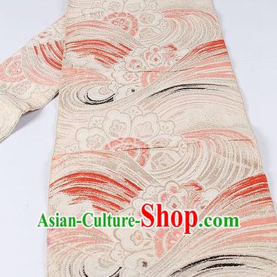 Japanese Ceremony Kimono Classical Flowers Pattern Design White Brocade Belt Asian Japan Traditional Yukata Waistband for Women