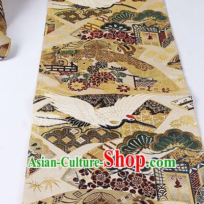 Japanese Kimono Classical Crane Chrysanthemum Pattern Design Brocade Belt Asian Japan Traditional National Yukata Waistband for Women