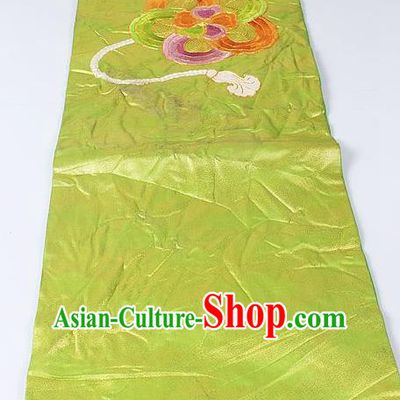 Japanese National Kimono Classical Pattern Design Green Brocade Belt Asian Japan Traditional Yukata Waistband for Women