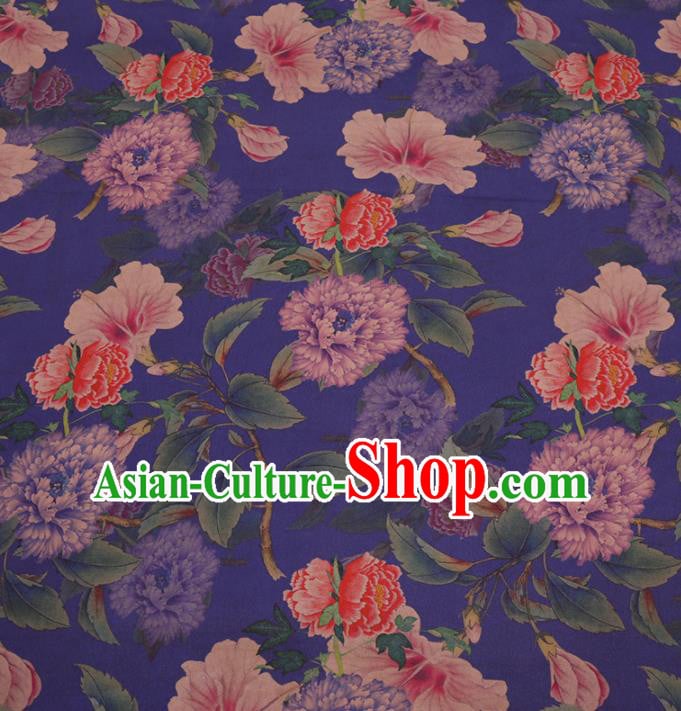 Traditional Chinese Purple Gambiered Guangdong Gauze Classical Peony Butterfly Pattern Design Silk Fabric Traditional Chinese Purple Gambiered Guangdong Gauze Classical Peony Butterfly Pattern Design Silk Fabric