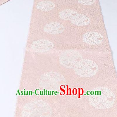 Japanese National Kimono Classical Chrysanthemum Pattern Design Pink Brocade Belt Asian Japan Traditional Yukata Waistband for Women