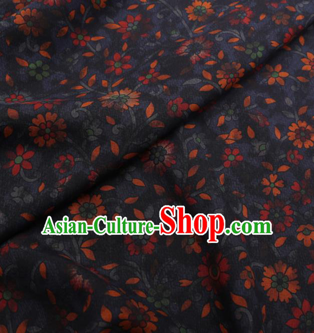 Traditional Chinese Classical Flowers Pattern Design Navy Gambiered Guangdong Gauze Asian Brocade Silk Fabric Traditional Chinese Classical Flowers Pattern Design Navy Gambiered Guangdong Gauze Asian Brocade Silk Fabric