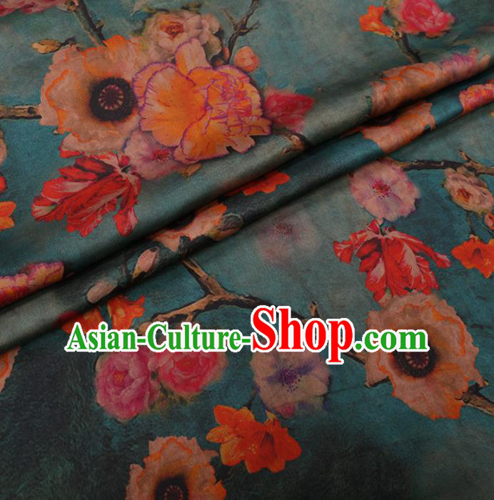 Traditional Chinese Classical Hibiscus Pattern Design Green Gambiered Guangdong Gauze Asian Brocade Silk Fabric Traditional Chinese Classical Hibiscus Pattern Design Green Gambiered Guangdong Gauze Asian Brocade Silk Fabric