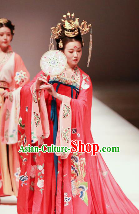 Ancient Chinese Imperial Consort Wedding Red Hanfu Dress Traditional Tang Dynasty Court Embroidered Replica Costume for Women Ancient Chinese Imperial Consort Wedding Red Hanfu Dress Traditional Tang Dynasty Court Embroidered Replica Costume for Women