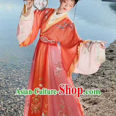 Ancient Chinese Palace Lady Hanfu Dress Traditional Jin Dynasty Court Embroidered Replica Costume for Women