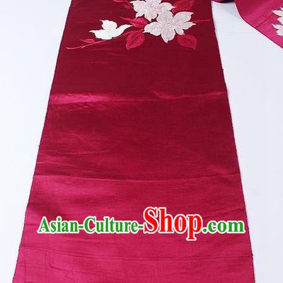 Japanese Ceremony Classical Flowers Pattern Rosy Kimono Belt Asian Japan Traditional Yukata Waistband for Women