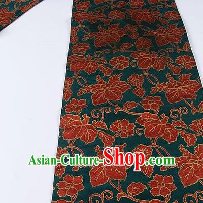Japanese Ceremony Kimono Classical Peony Pattern Atrovirens Belt Asian Japan Traditional Yukata Waistband for Women