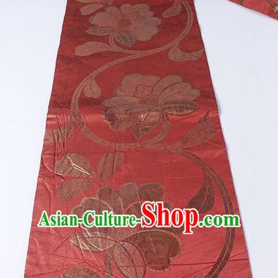 Japanese Ceremony Kimono Classical Twine Flower Pattern Purplish Red Belt Asian Japan Traditional Yukata Waistband for Women