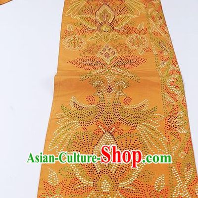Japanese Ceremony Kimono Classical Twine Flower Pattern Golden Belt Asian Japan Traditional Yukata Waistband for Women