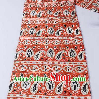 Japanese Kimono Accessories Classical Pepper Flowers Pattern Orange Belt Asian Japan Traditional Ceremony Yukata Waistband for Women