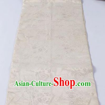 Japanese Kimono Accessories Classical Bamboo Leaf Pattern White Belt Asian Japan Traditional Ceremony Yukata Waistband for Women
