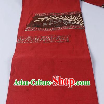 Japanese Kimono Accessories Classical Willow Pattern Red Belt Asian Japan Traditional Ceremony Yukata Waistband for Women
