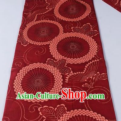 Japanese Kimono Accessories Classical Sunflower Pattern Red Belt Asian Japan Traditional Ceremony Yukata Waistband for Women