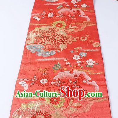 Japanese Kimono Accessories Classical Chrysanthemum Pattern Peach Pink Brocade Belt Asian Japan Traditional Ceremony Yukata Waistband for Women
