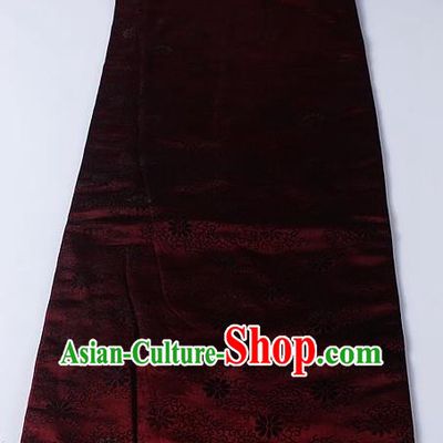 Japanese Kimono Accessories Classical Daisy Pattern Purplish Red Belt Asian Japan Traditional Ceremony Yukata Waistband for Women