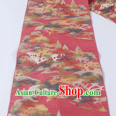 Japanese Traditional Yukata Accessories Classical Pattern Rosy Brocade Belt Asian Japan Kimono Waistband for Women