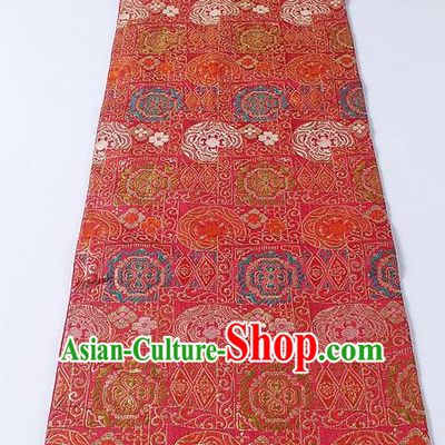 Japanese Traditional Yukata Accessories Classical Sakura Pattern Red Brocade Belt Asian Japan Kimono Waistband for Women