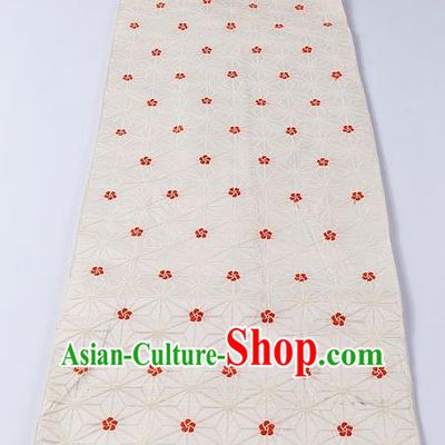 Japanese Kimono Accessories Classical Sakura Pattern White Belt Asian Japan Traditional Ceremony Yukata Waistband for Women