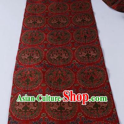 Japanese Kimono Accessories Classical Dogs Pattern Purplish Red Belt Asian Japan Traditional Ceremony Yukata Waistband for Women