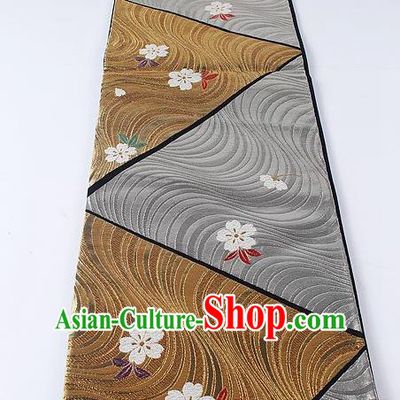 Japanese Kimono Accessories Classical Sakura Pattern Bronze Belt Asian Japan Traditional Ceremony Yukata Waistband for Women