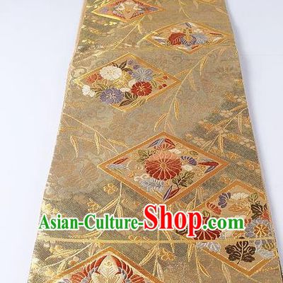 Japanese Kimono Accessories Classical Daisy Pattern Golden Belt Asian Japan Traditional Ceremony Yukata Waistband for Women