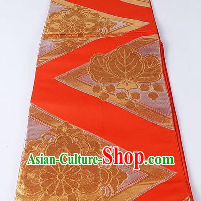 Japanese Kimono Accessories Classical Golden Flowers Pattern Belt Asian Japan Traditional Ceremony Yukata Waistband for Women