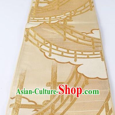Japanese Kimono Accessories Classical Bridge Pattern Golden Belt Asian Japan Traditional Ceremony Yukata Waistband for Women