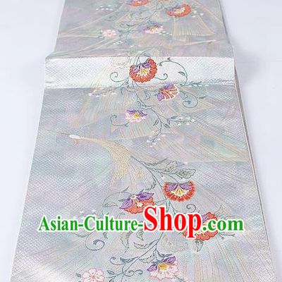 Japanese Kimono Accessories Classical Cockscomb Pattern White Belt Asian Japan Traditional Ceremony Yukata Waistband for Women