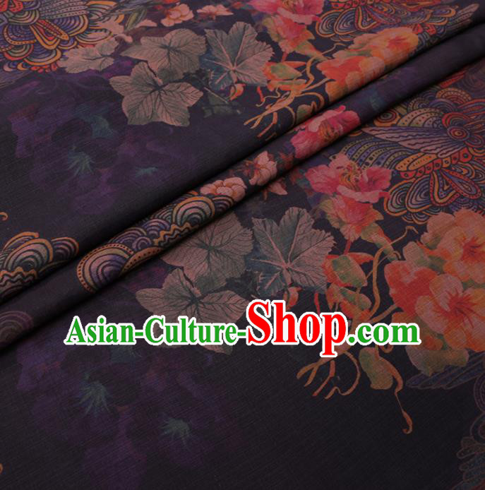 Traditional Chinese Classical Pattern Design Purple Gambiered Guangdong Gauze Asian Brocade Silk Fabric Traditional Chinese Classical Pattern Design Purple Gambiered Guangdong Gauze Asian Brocade Silk Fabric