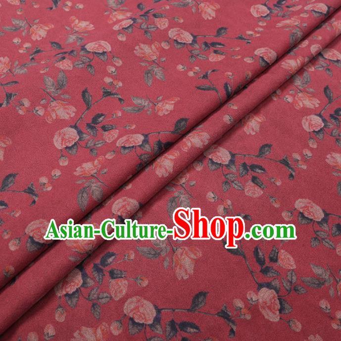 Traditional Chinese Classical Roses Pattern Design Red Gambiered Guangdong Gauze Asian Brocade Silk Fabric Traditional Chinese Classical Roses Pattern Design Red Gambiered Guangdong Gauze Asian Brocade Silk Fabric