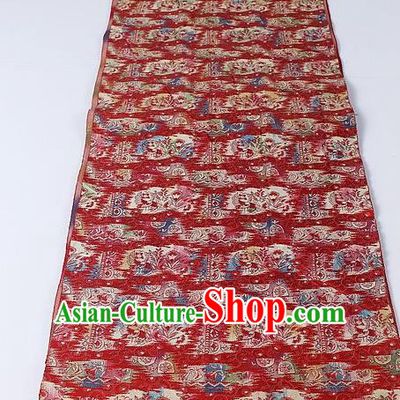 Japanese Kimono Accessories Classical Orchid Pattern Wine Red Belt Asian Japan Traditional Ceremony Yukata Waistband for Women
