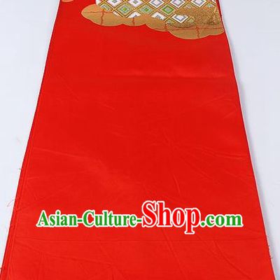Japanese Kimono Accessories Classical Rhombus Pattern Red Belt Asian Japan Traditional Ceremony Yukata Waistband for Women