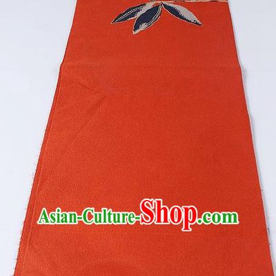 Japanese Kimono Accessories Classical Leaf Pattern Orange Belt Asian Japan Traditional Ceremony Yukata Waistband for Women